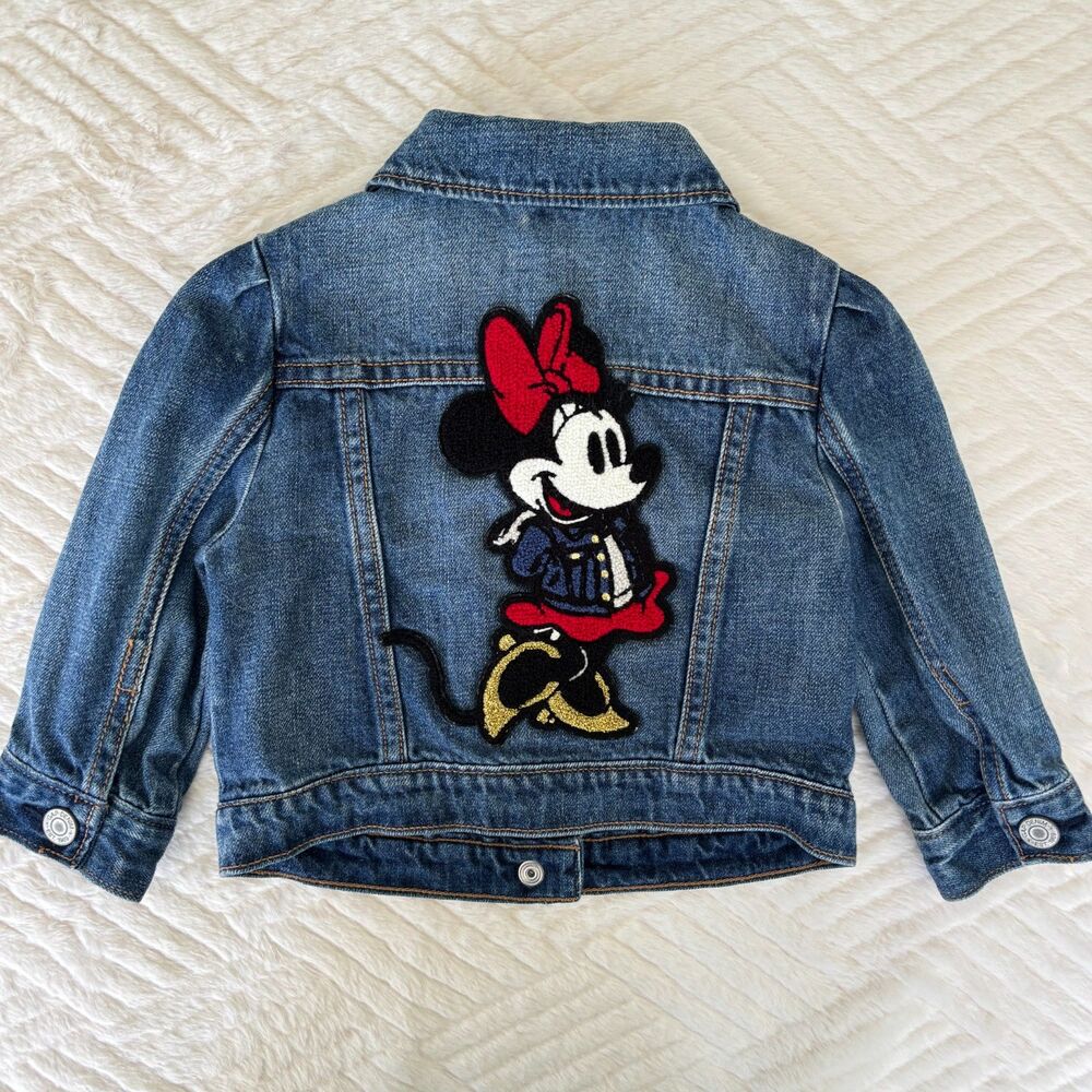 Gap Disney Girls 18-24M Minnie Mouse Patch Denim Jean Jacket Blue Toddler Coat